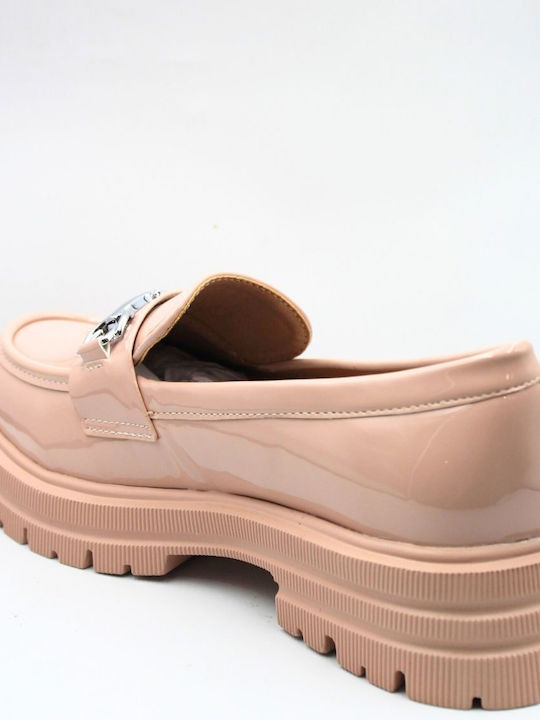 Plato Women's Patent Leather Moccasins Pink