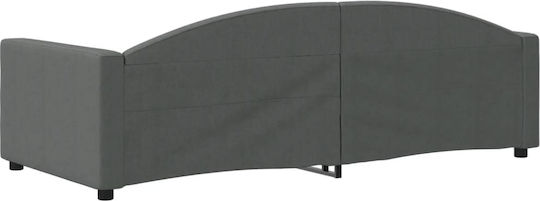 Sofa Bed Single Upholstered with Fabric Dark Gray with Slats for Mattress 90x200cm