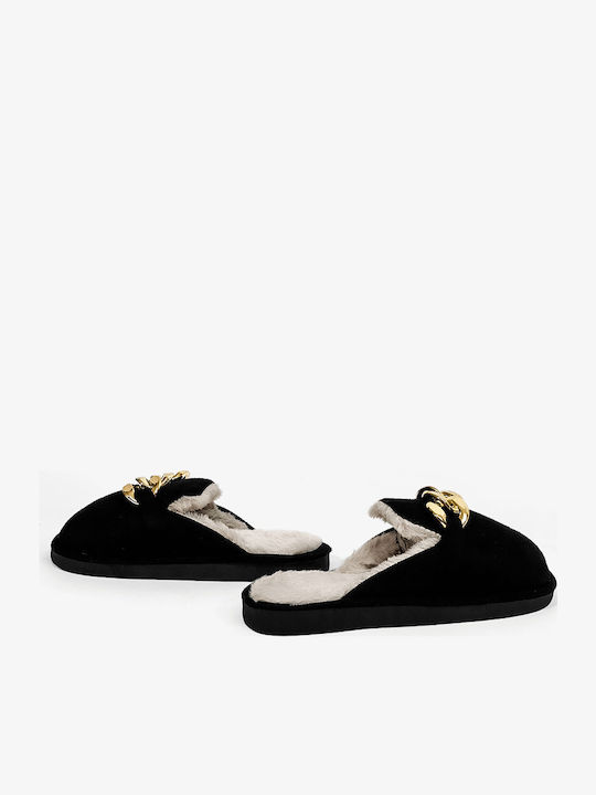 Winter Women's Slippers with Fur Black