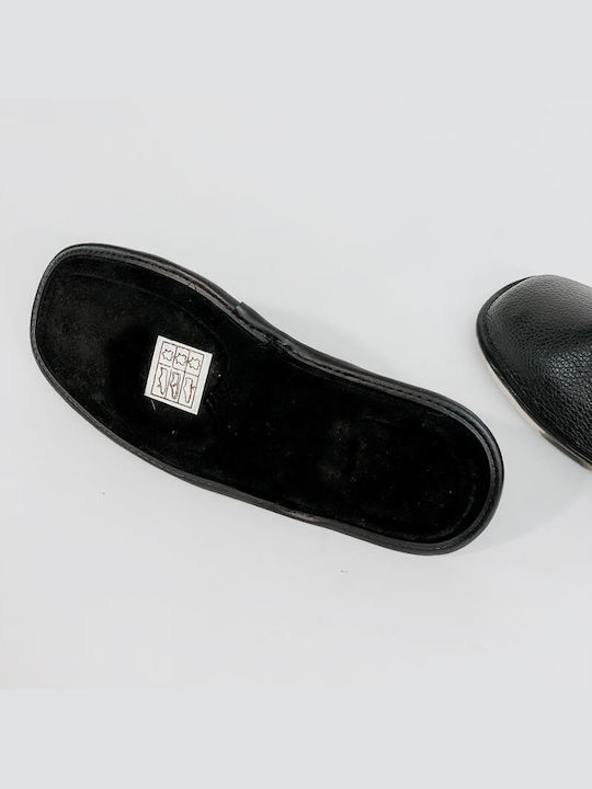 Ipatios Men's Leather Slippers Black