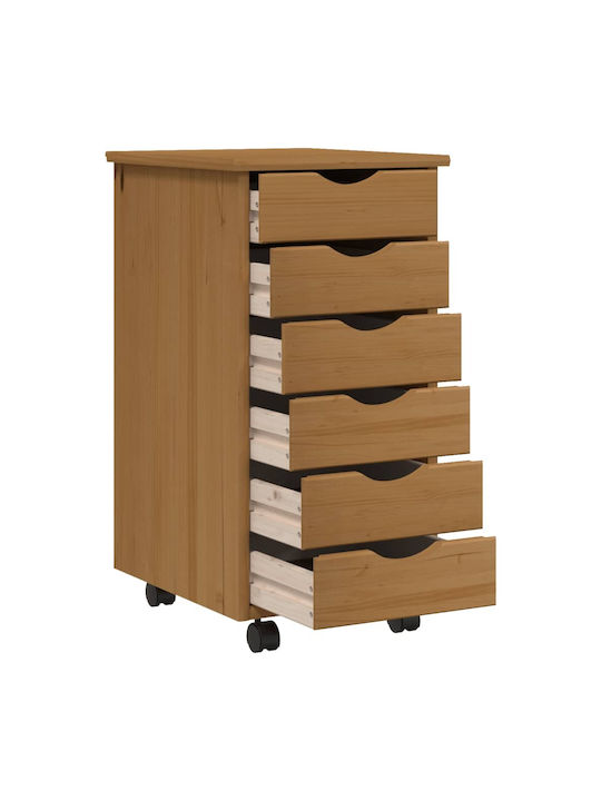 Office Storage Solid Wood Drawer Μελί Καφέ L34xW39xH65.5cm