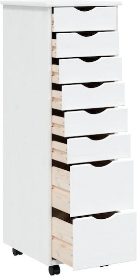 Office Drawer Made of Solid Wood White 34x39x103cm
