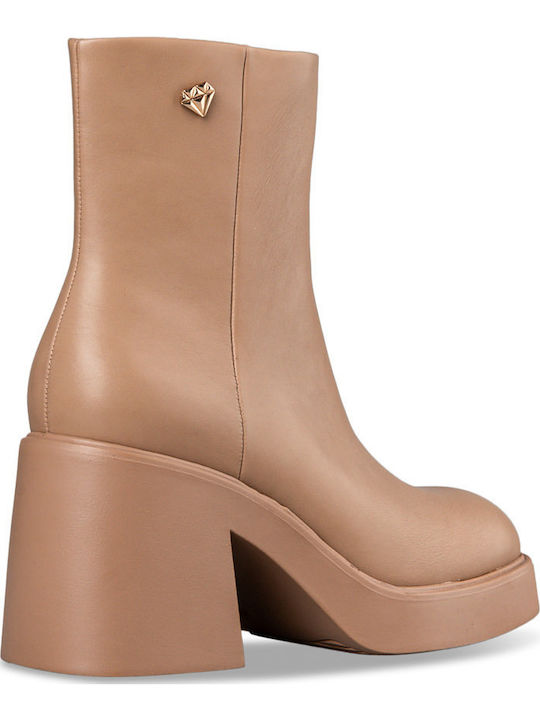 Damen Chelsea Stiefeletten mit hohem Absatz Braun