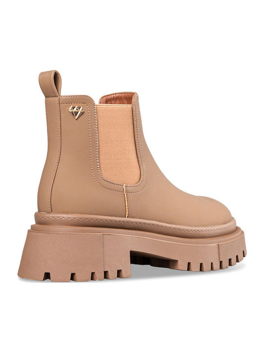 Shorties Damen Chelsea Stiefeletten Beige