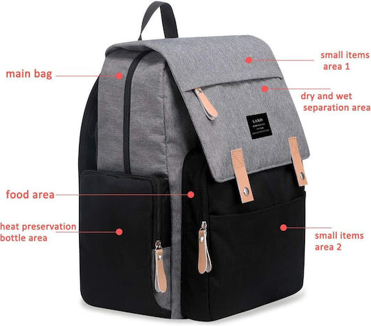 Land Diaper Bag Black 38x22x46cm.