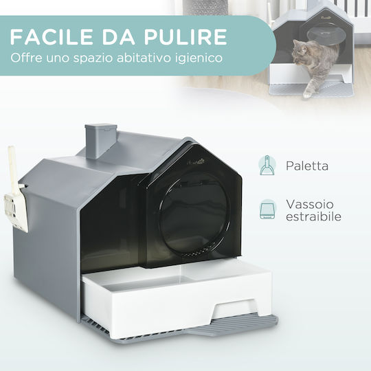 Pawhut Cat Toilet Closed Gray L47 x W45 x H42cm