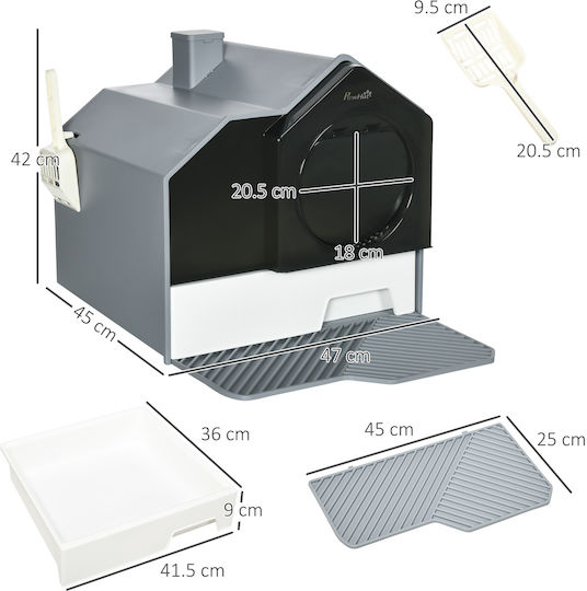 Pawhut Cat Toilet Closed Gray L47 x W45 x H42cm