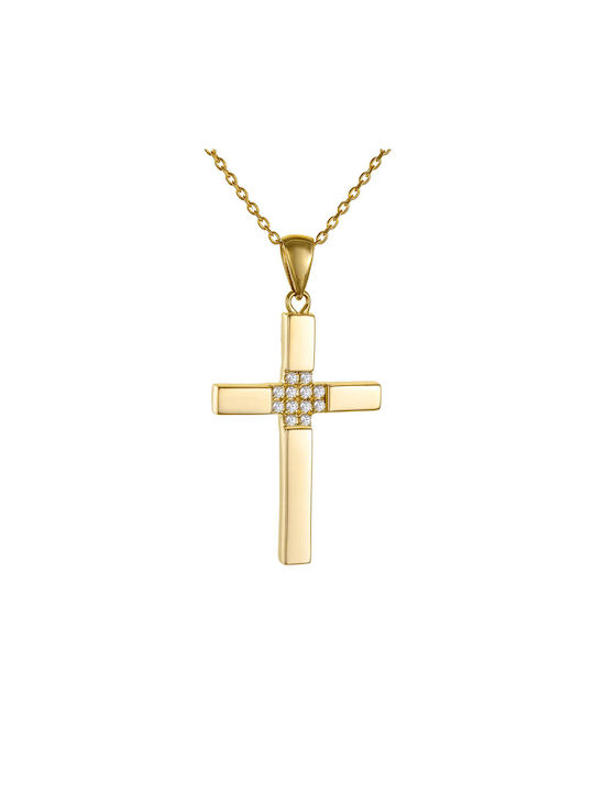 Ioannis Kosmima Damen Gold Kreuz 14K Beidseitig mit Kette