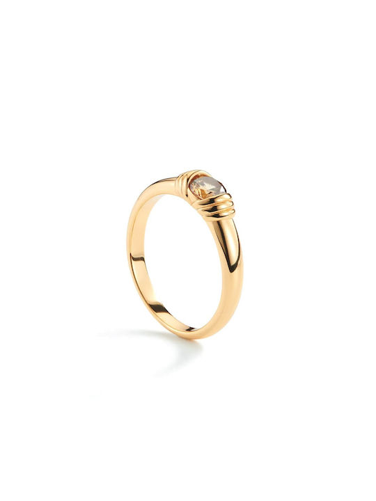 Aleyolé Ring with Zircon made of Silver Gold Plated