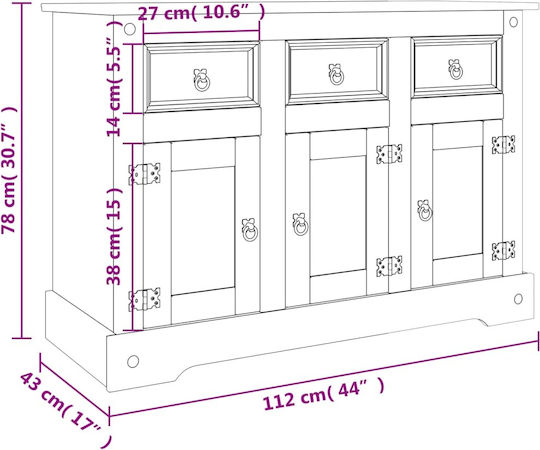 Μπουφές mit Schubladen Grey 112x43x78cm