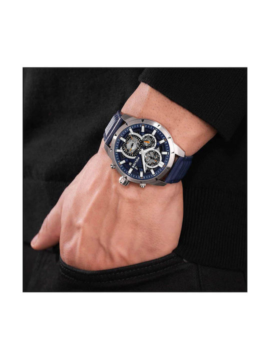 Police Neist Watch Battery with Blue Leather Strap