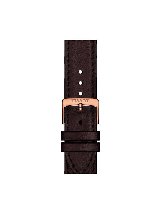 Tissot Мъжки часовник 40мм На батерия с Кафява кожена каишка