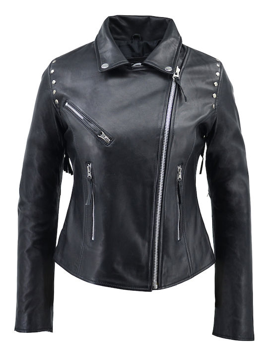 Dermatina 100 Women's Short Lifestyle Leather Jacket for Winter Black