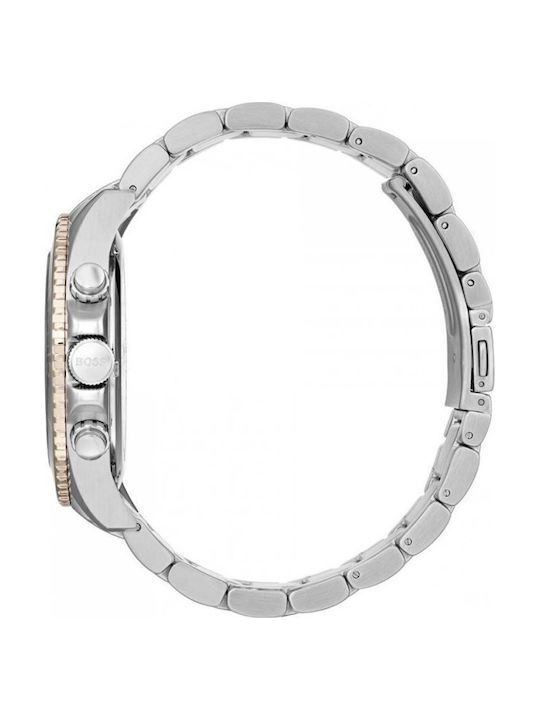 Boss Ocean Edition Ανδρικό Ρολόι 48mm Χρονογράφος Μπαταρίας με Μεταλλικό Μπρασελέ