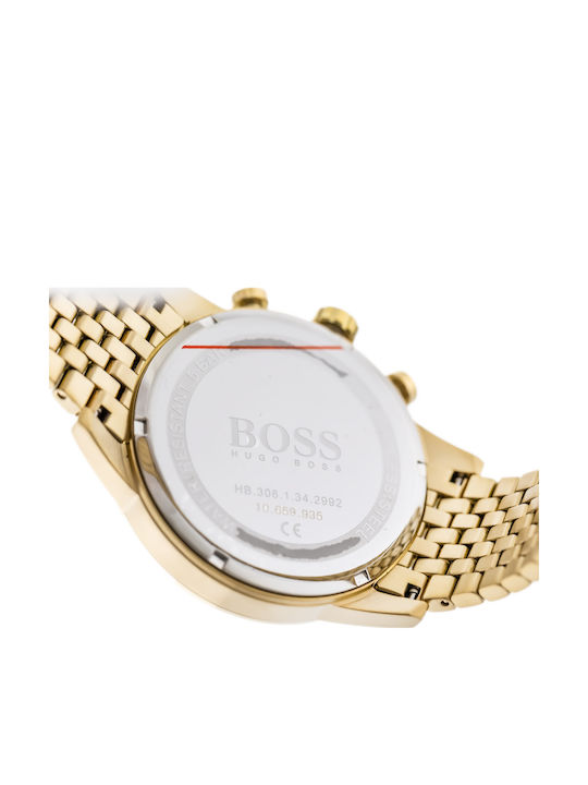 Boss Navigator Ανδρικό Ρολόι Χρονογράφος Μπαταρίας με Μεταλλικό Μπρασελέ