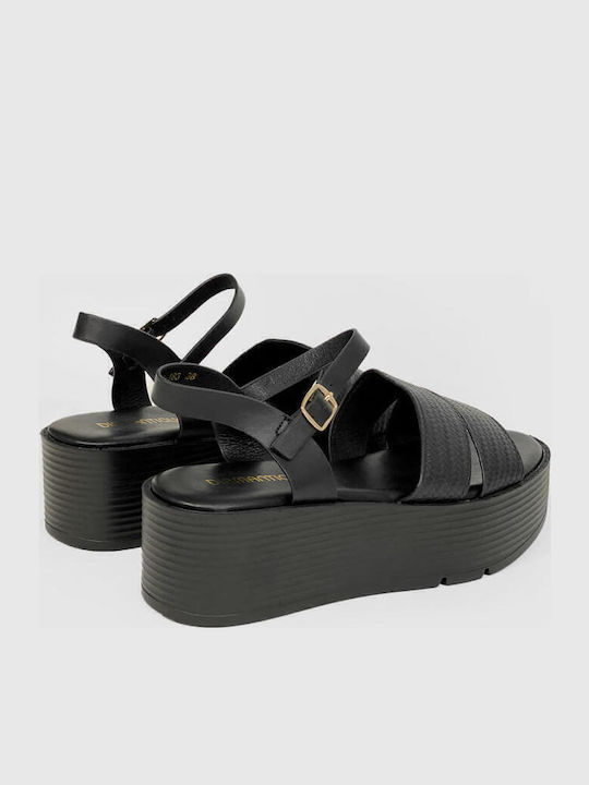Flache Sandalen für Damen mit Riemen Flatforms in Schwarz Farbe