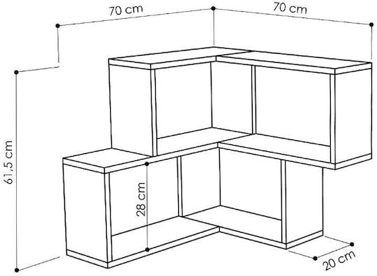 Γωνιακό Ράφι Corner Λευκό 70x20x61.5εκ.