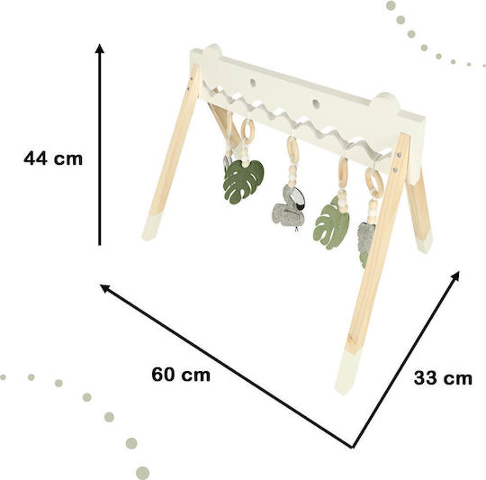 Дървен Гимнастически център Бежов за 0++ месеца (ДxШxВ) 60x60x60см