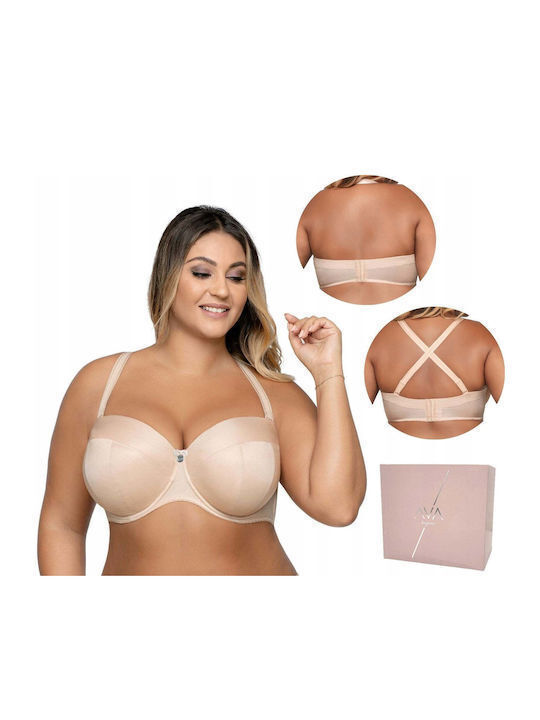 AVA Minimizer Minimizer Strapless Bra with Light Padding Underwire Beige