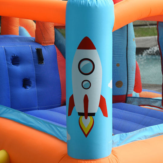 Outsunny Φουσκωτό Rocket Fun με Τραμπολίνο & Τσουλήθρα για 3+ Ετών