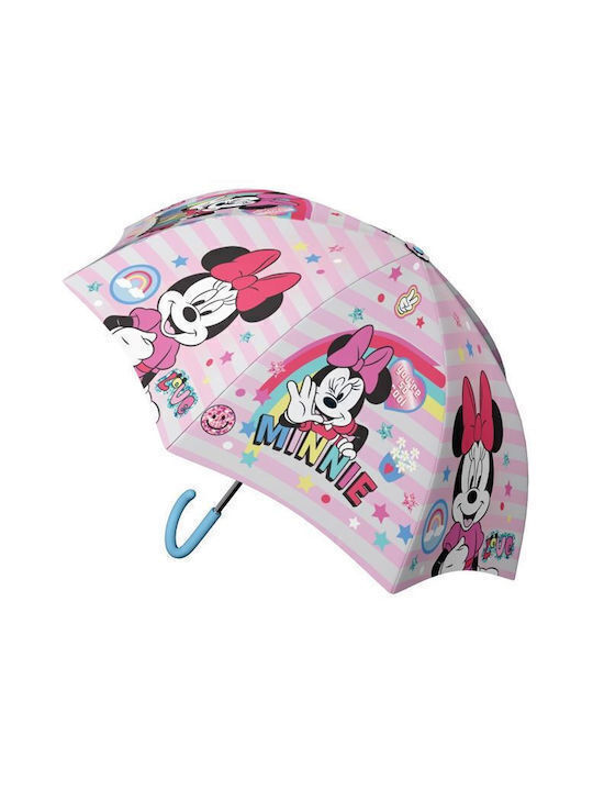 Disney Kinder Regenschirm Gebogener Handgriff Minnie Türkis mit Durchmesser 45cm.