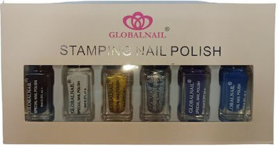Globalnail Briefmarken für Nägel in Schwarz Farbe 6Stück