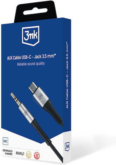 3MK Regular USB 2.0 Cablu USB-C bărbătesc - 3,5 mm male Negru 1m