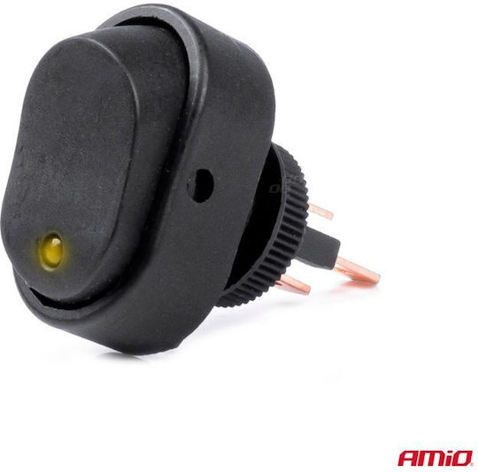 AMiO Διακόπτης On/Off Αυτοκινήτου 12V-24V Universal Κίτρινο