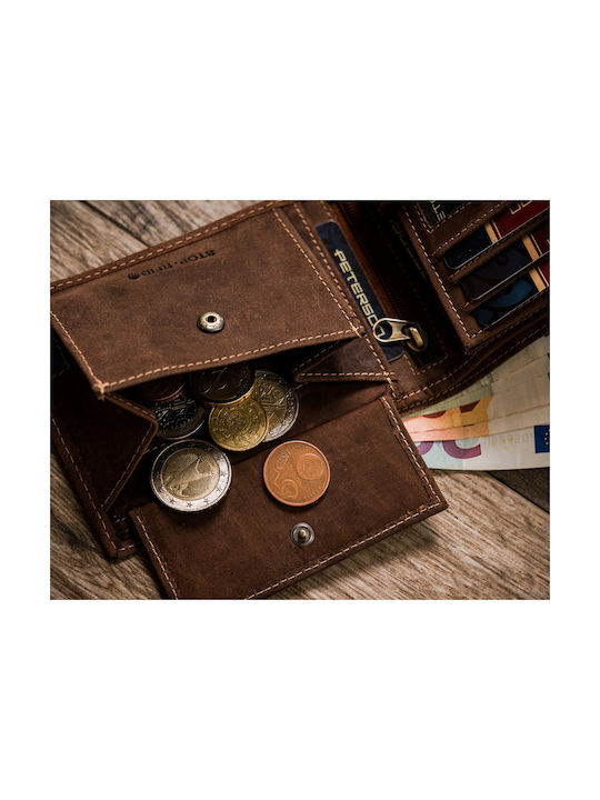 Leather Men's Wallet with RFID Brown