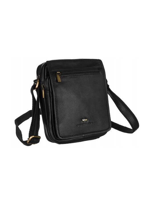 Leather Men's Bag Messenger Black