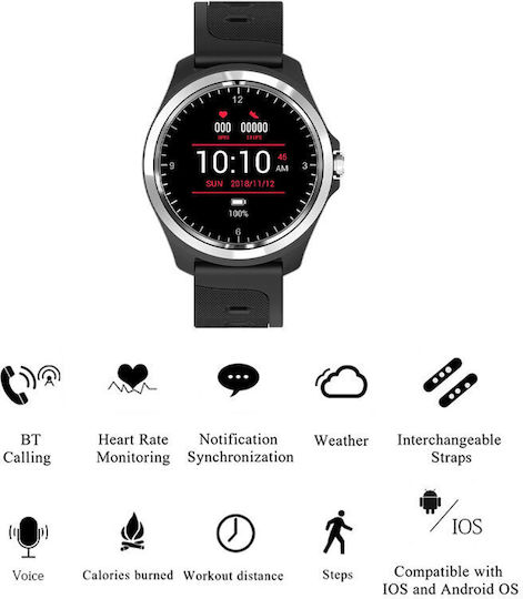 Pacific 26-5 Smartwatch mit Pulsmesser (Black / Red)