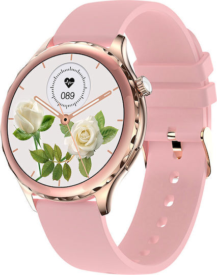 Rubicon SR048B 44mm Smartwatch με Παλμογράφο (Ροζ Χρυσό)