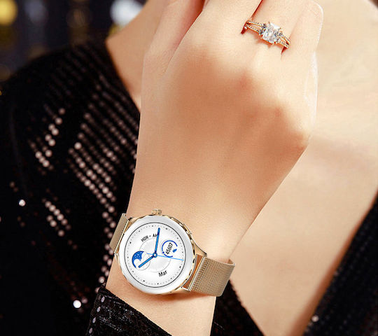 Rubicon SR048B 44mm Smartwatch με Παλμογράφο (Ροζ Χρυσό)