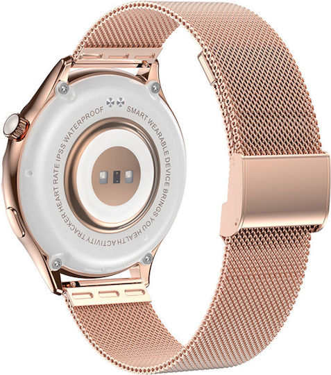 Rubicon SR048B 44mm Smartwatch με Παλμογράφο (Ροζ Χρυσό)