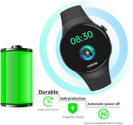 Rubicon SR031A Smartwatch με Παλμογράφο (Μαύρο)