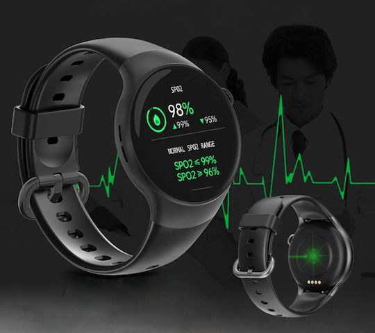 Rubicon SR031A Smartwatch με Παλμογράφο (Μαύρο)