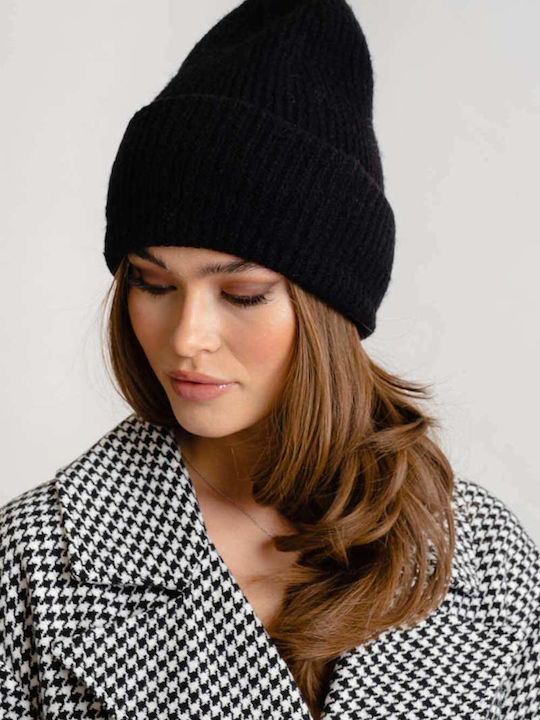 Beanie Γυναικείος Σκούφος Πλεκτός σε Μαύρο χρώμα