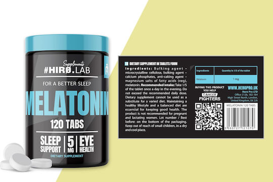 Hiro.Lab Melatonin 5mg Supplement for Sleep 120 Tablets