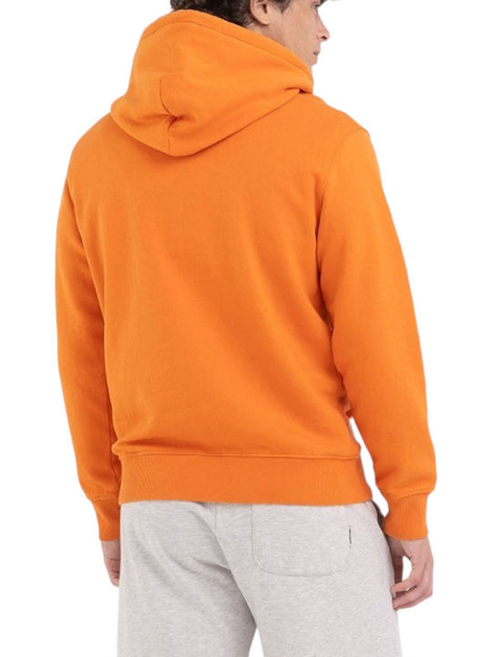 Franklin & Marshall Men's Sweatshirt with Hood and Pockets Orange