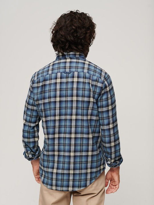 Superdry Men's Shirt Long Sleeve Checked Blue