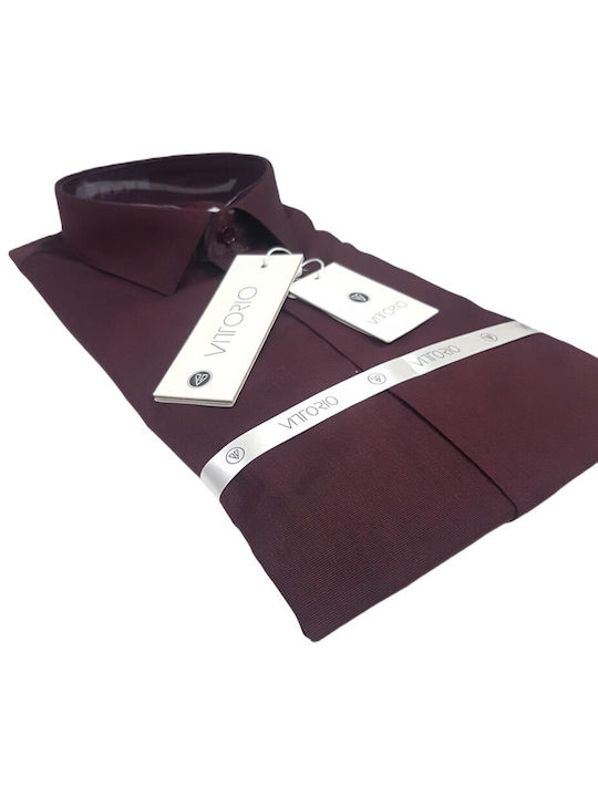 Vittorio Artist Men's Shirt Long Sleeve Burgundy