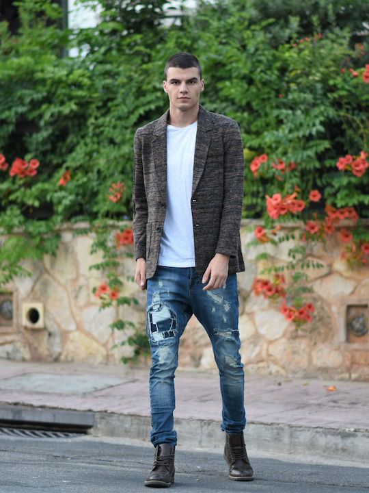 Ανδρικό Παντελόνι Τζιν με Skinny Εφαρμογή Μπλε