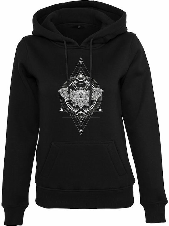 Ladies Moth Women's Sweatshirt Hooded Black