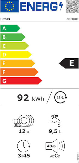 Pitsos Einbaugeschirrspüler mit Wi-Fi für 12 Gedecke B59.8xH81.5cm