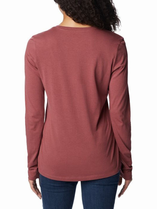 Columbia Women's Blouse Cotton Long Sleeve Burgundy