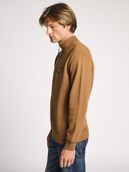 Staff Men's Long Sleeve Blouse with Zipper Brown