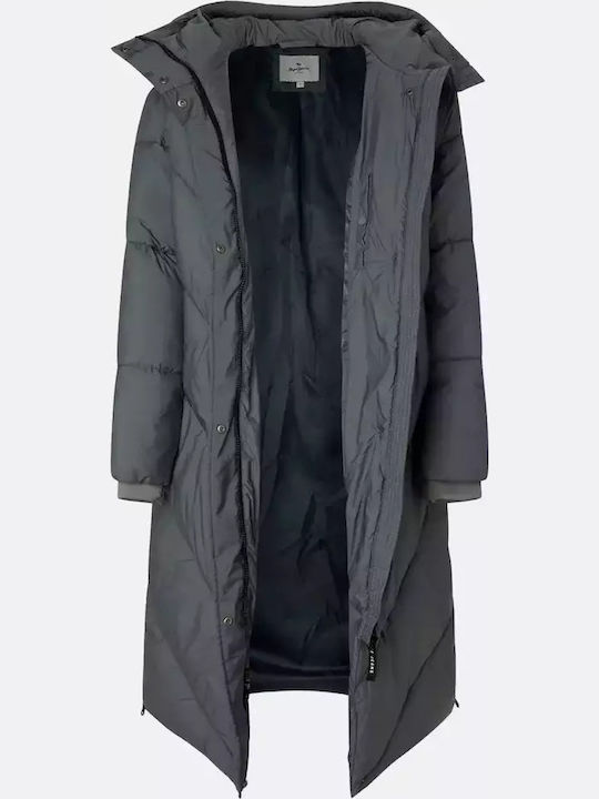 W E1 Drop Women's Long Puffer Jacket for Winter with Hood Gray
