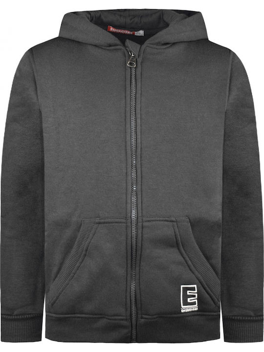 Kids Sweatshirt Cardigan With Hood And Pockets Black