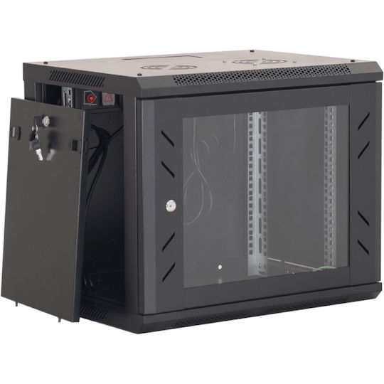Eucom Wall Mounted Rack Cabinet 6U 60x45x37cm Black P06-60-45