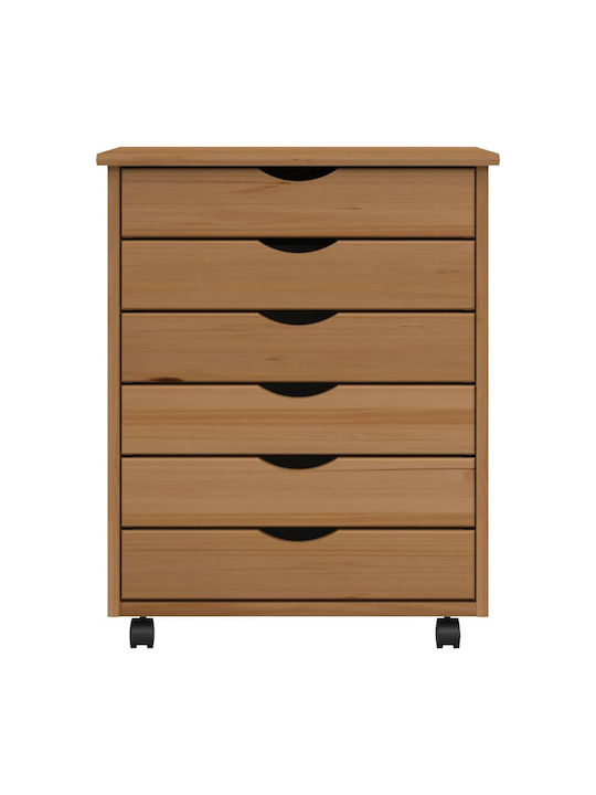 Office Storage Solid Wood Drawer Honey Brown L53xW39xH65.5cm